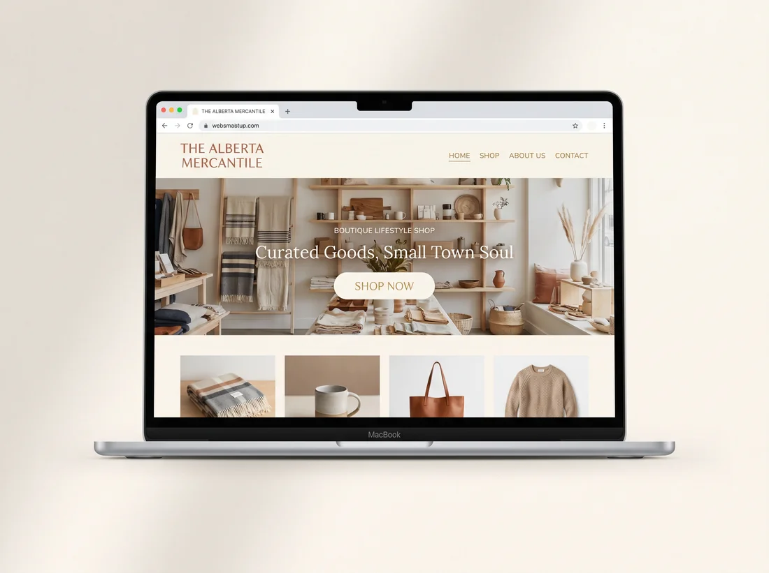Sample website design for an Alberta boutique & retail business by Golden Harvest Web Design & Business Solutions