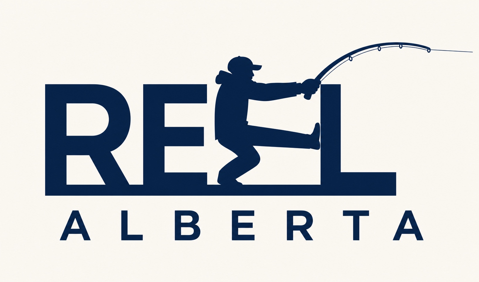 Reel Alberta day-mode logo, navy wordmark on cream background